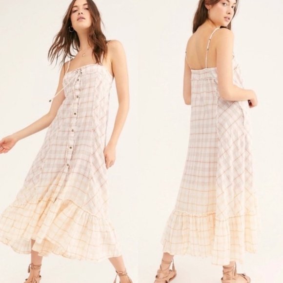 Free People Dresses & Skirts - Free People Plaid City Maxi Dress Top We The Free